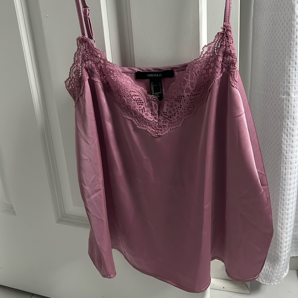 Forever 21 Purple Silk and Lace Top.